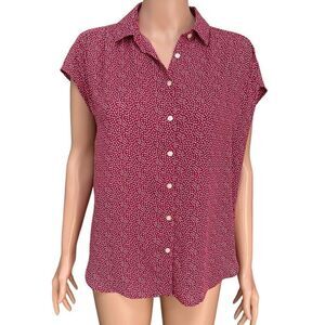 Loft printed hearts/v shapes? Blouse oversized size S